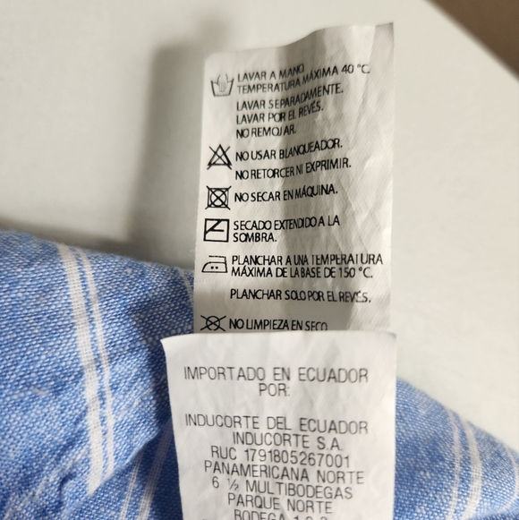 NAF NAF Paris Womens |M| Linen Blend Blue/White Stripe Sleeveless V-Neck Popover - Picture 8 of 8